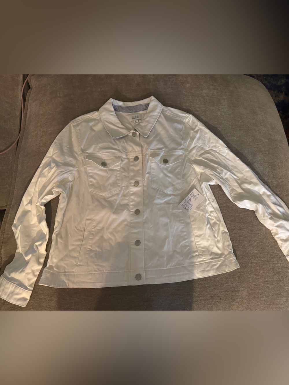 White Women's Denim Jacket - Classic Button-Front